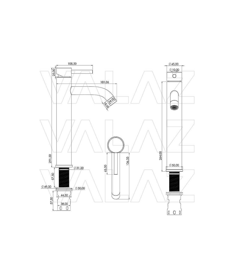 Grifos De Cocina Y Ba O Todobaño | Grifo De Lavabo Ca O Alto Jabalon Negro Mate