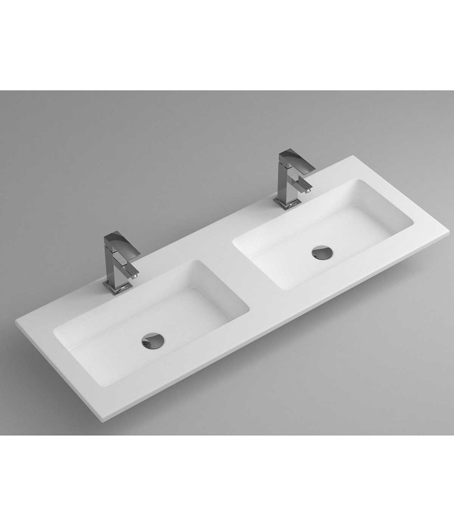 Lavabos Y Encimeras Todobaño | Lavabo Solid Surface De Dos Senos A Medida