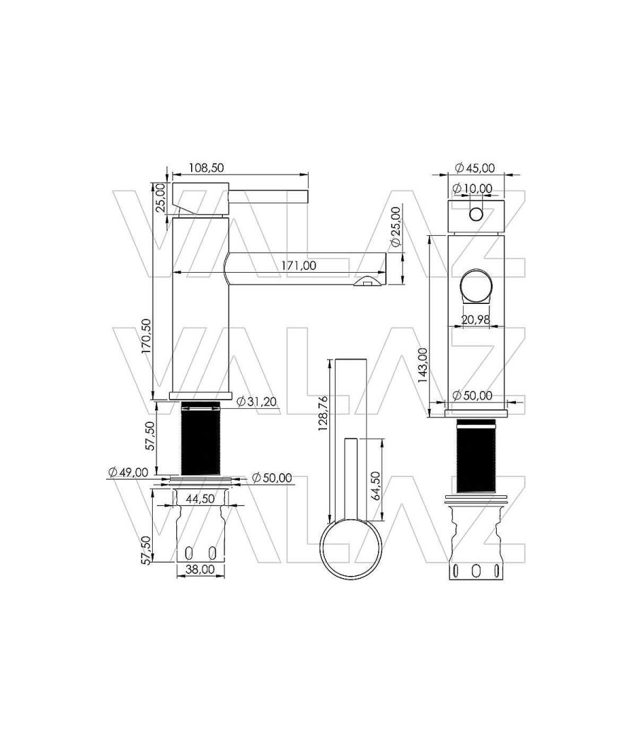 Grifos De Cocina Y Ba O Todobaño | Grifo De Lavabo Palancia Negro Mate