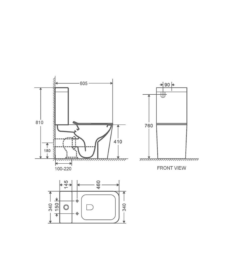 Sanitarios Todobaño | Inodoro Compacto A Pared Cube Negro Mate